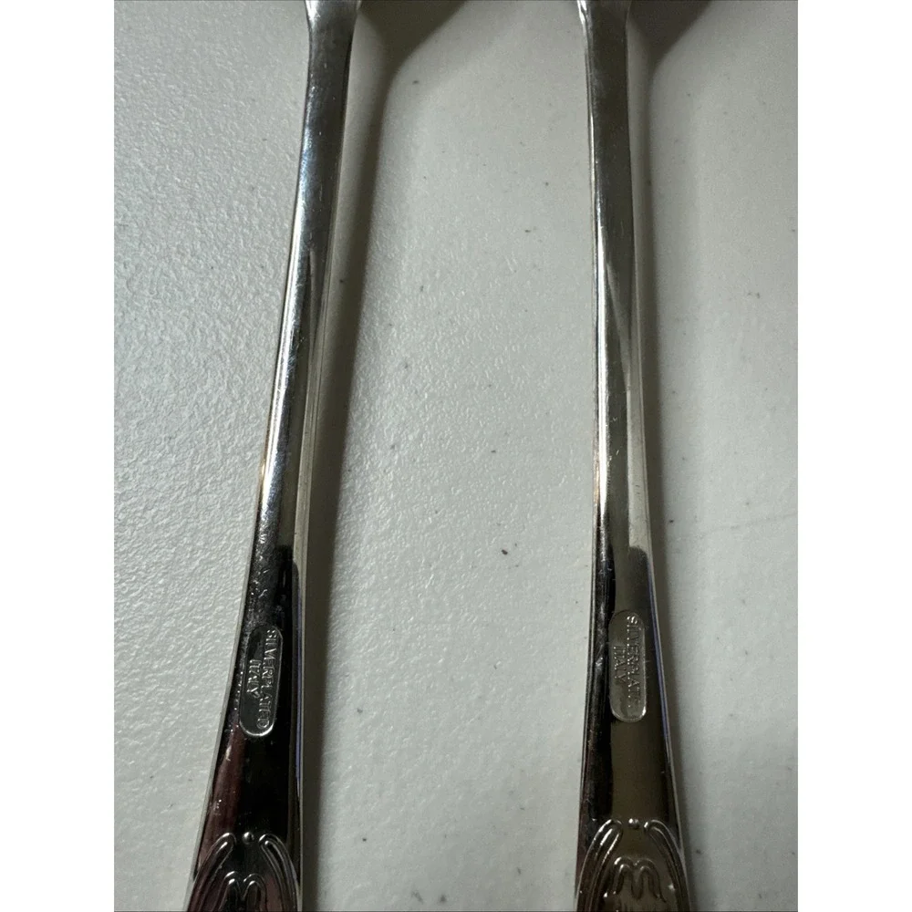 Vintage Silver Plated Salad Serving Spoon & Fork‎ Set from ITALY - 2-Piece Set